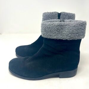 Talbots Ankle Boots Leather/Suede Fleece Lined Size 9.5 Black